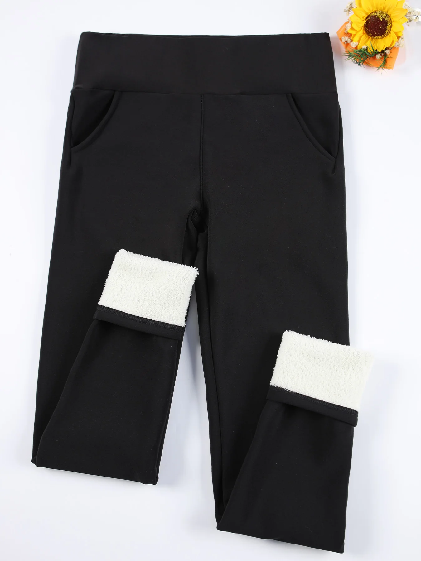 Aksamitne legginsy polarowe damskie ciepłe na jesień zimę Beżowy