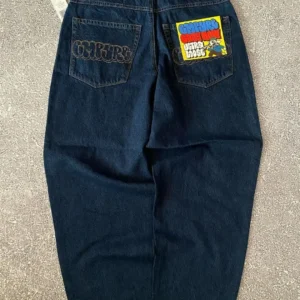 American vintage washed jeansy damskie proste Niebieski