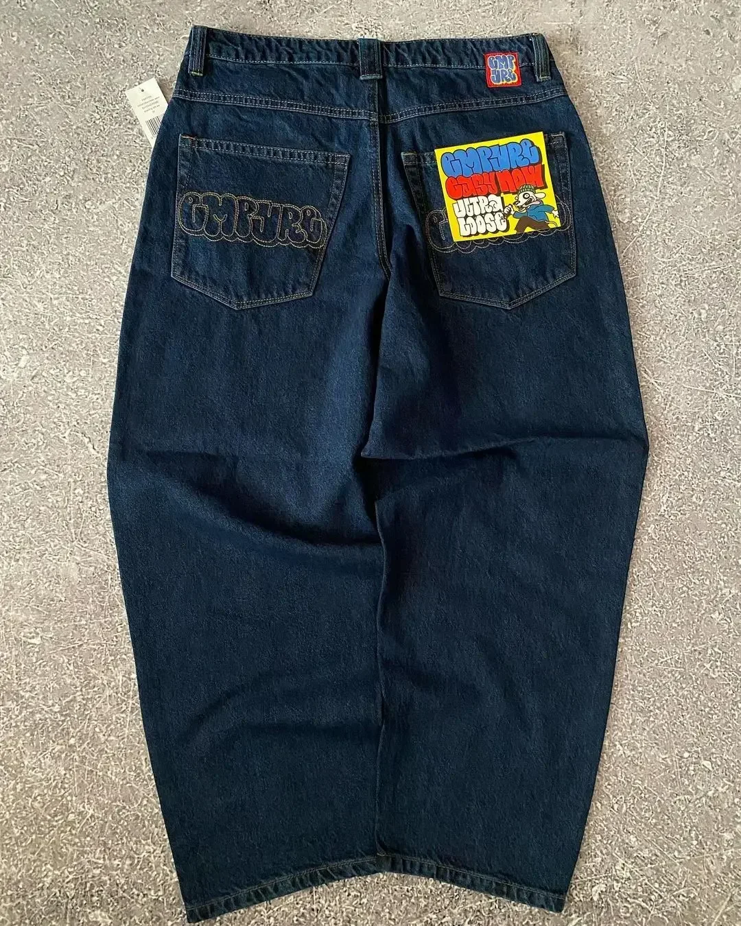 American vintage washed jeansy damskie proste Niebieski