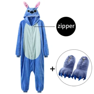Anime Kigurumi kombinezon z kapucyną i kapciami damski Fuksja