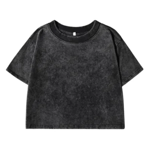 Bawełniana koszulka z dżetami efekt sprania streetwear Szary