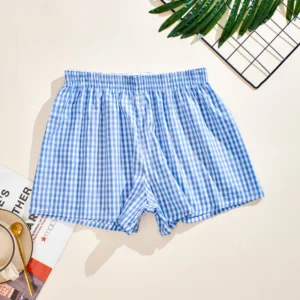 Bawełniane bokserki damskie w kratę z aloesem Czerwony