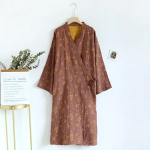 Bawełniane kimono damskie dwustronne na lato Błękitny