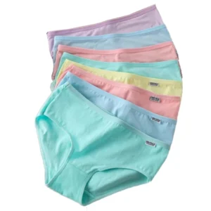 Bawelniane majtki damskie w cukierkowych kolorach - zestaw 7 par plus size Wielo