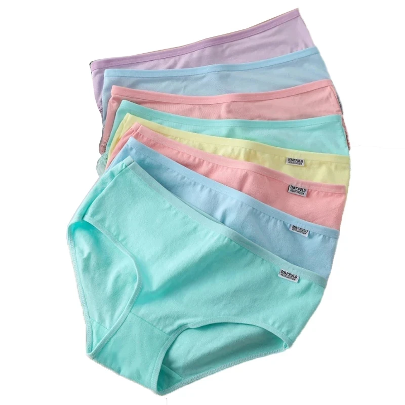 Bawelniane majtki damskie w cukierkowych kolorach - zestaw 7 par plus size Wielo