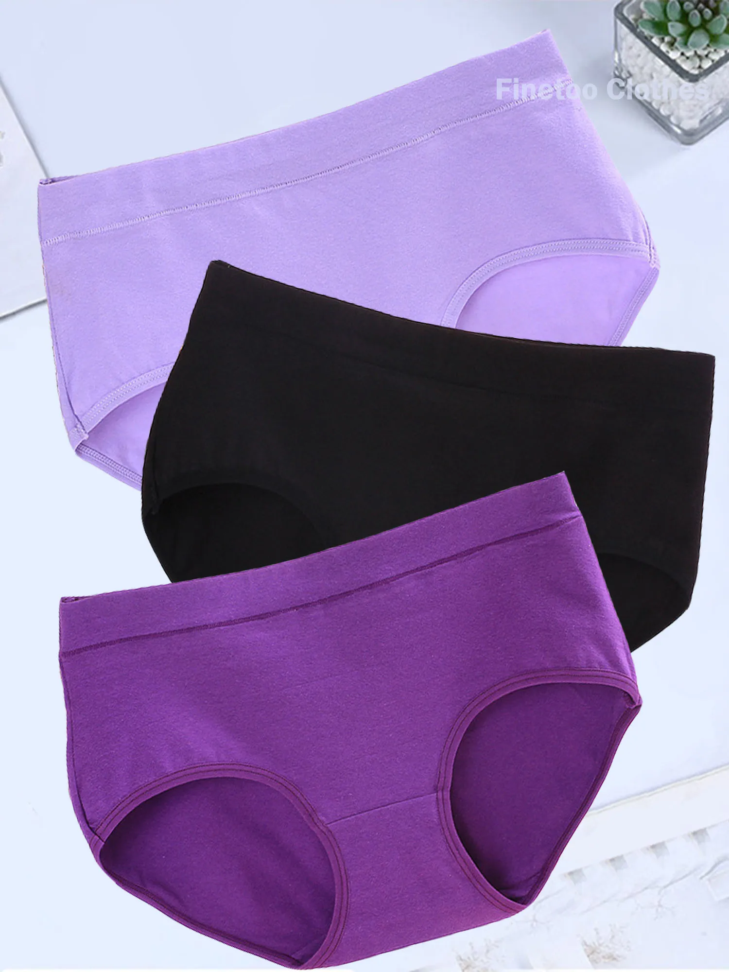 Bawełniane majtki damskie Plus Size - zestaw 3 sztuk Brązowy