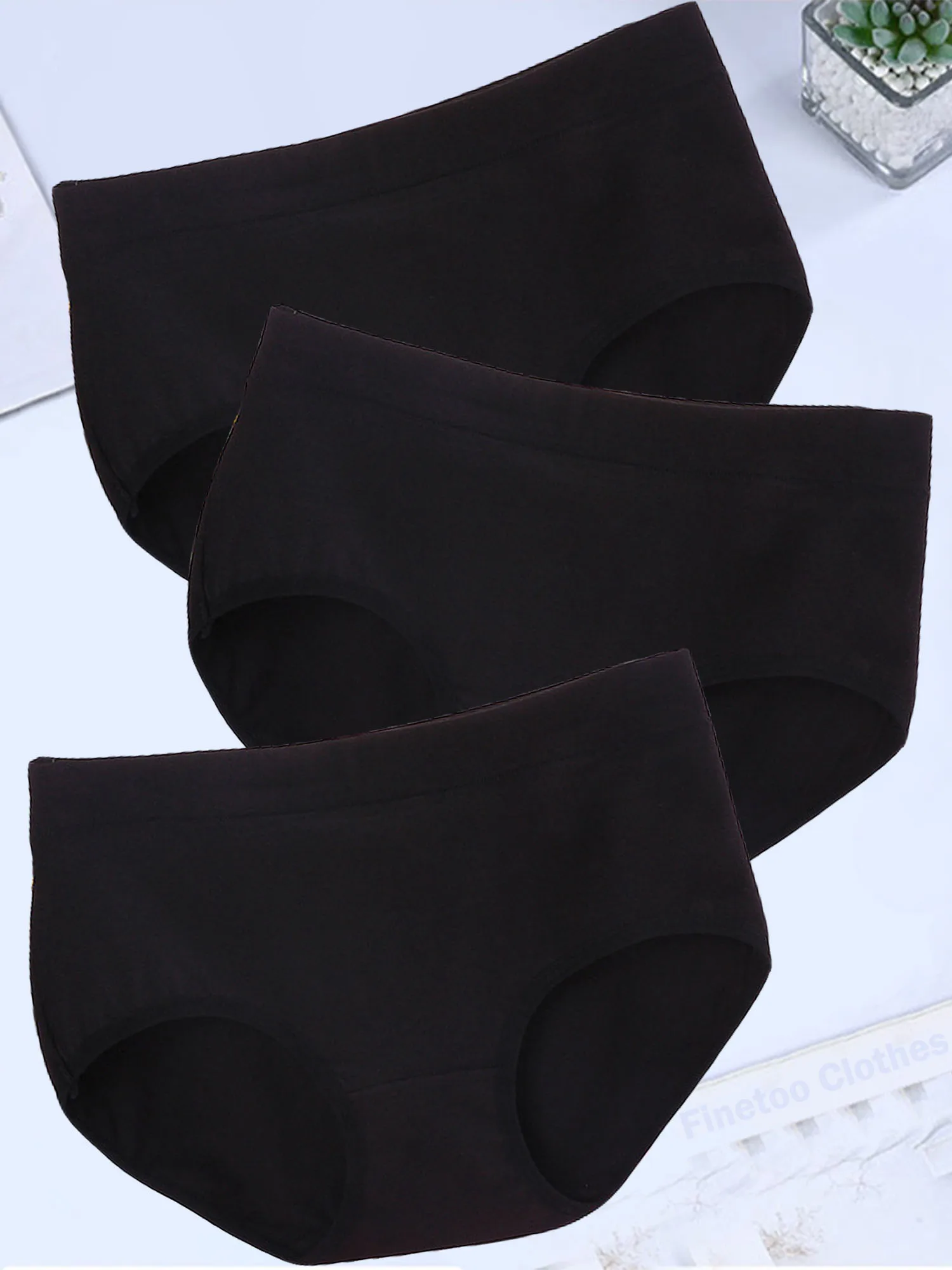 Bawełniane majtki damskie Plus Size - zestaw 3 sztuk Ciemnoszary
