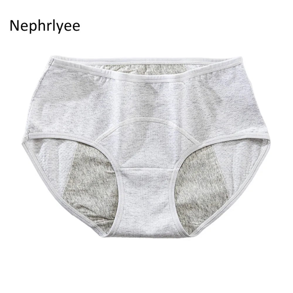 Bawełniane majtki menstruacyjne damskie, ochrona przed przeciekaniem Szary