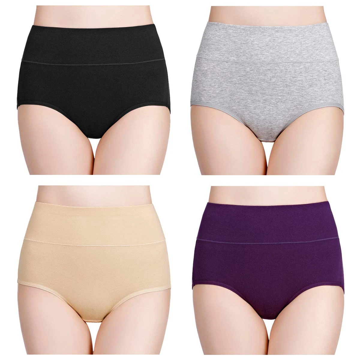 Bawelniane majtki damskie z wysokim stanem - zestaw 4 par plus size Kolba