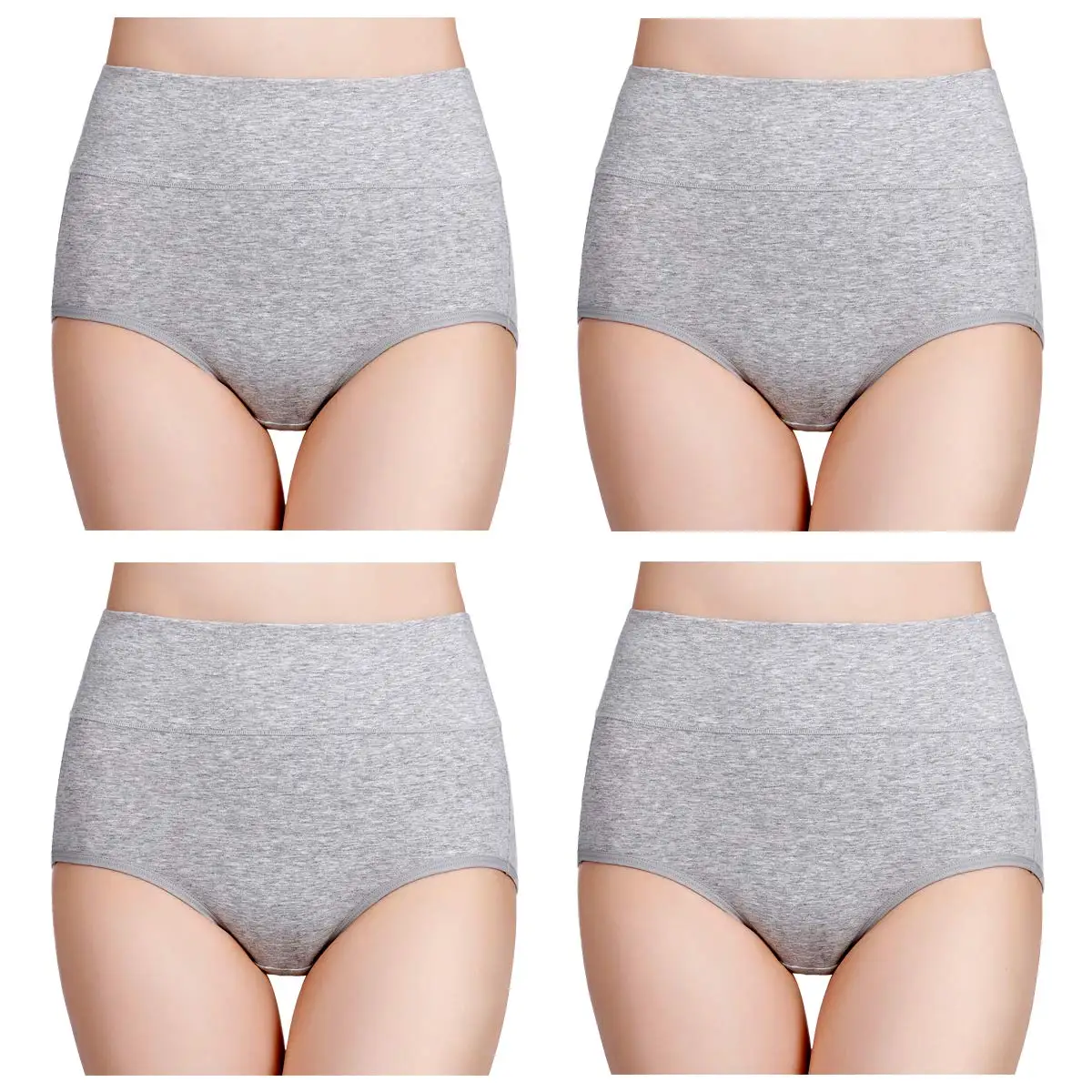 Bawelniane majtki damskie z wysokim stanem - zestaw 4 par plus size Pomarańczowy