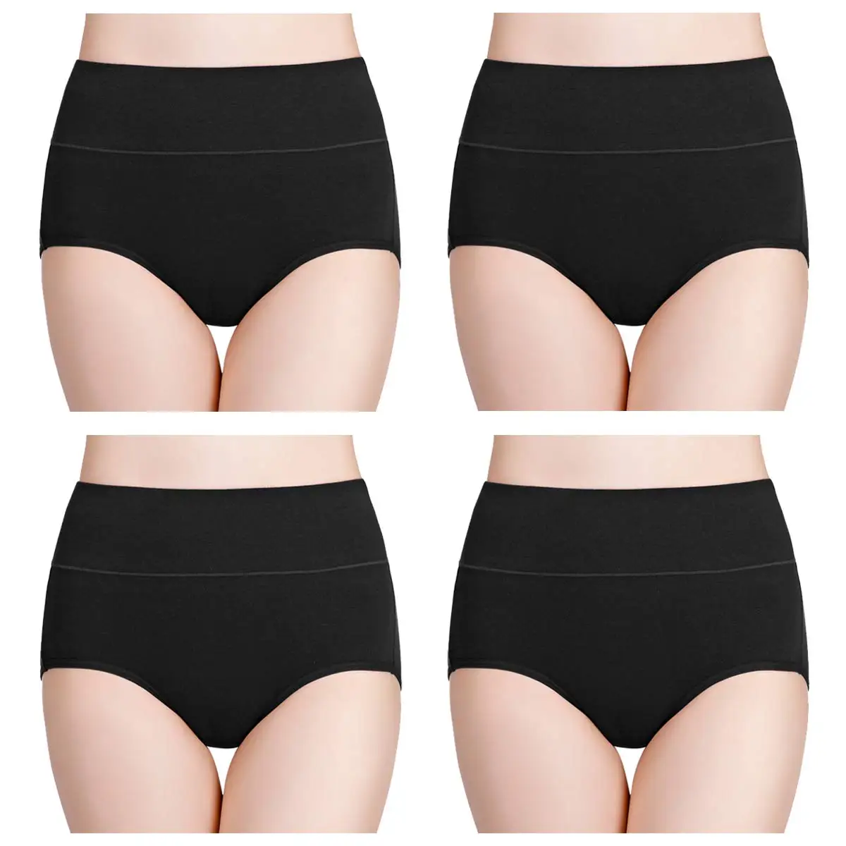 Bawelniane majtki damskie z wysokim stanem - zestaw 4 par plus size Różowy