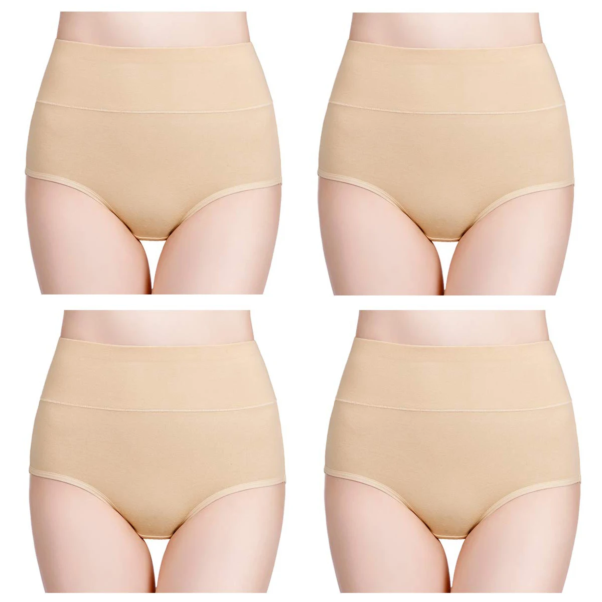 Bawelniane majtki damskie z wysokim stanem - zestaw 4 par plus size Szary