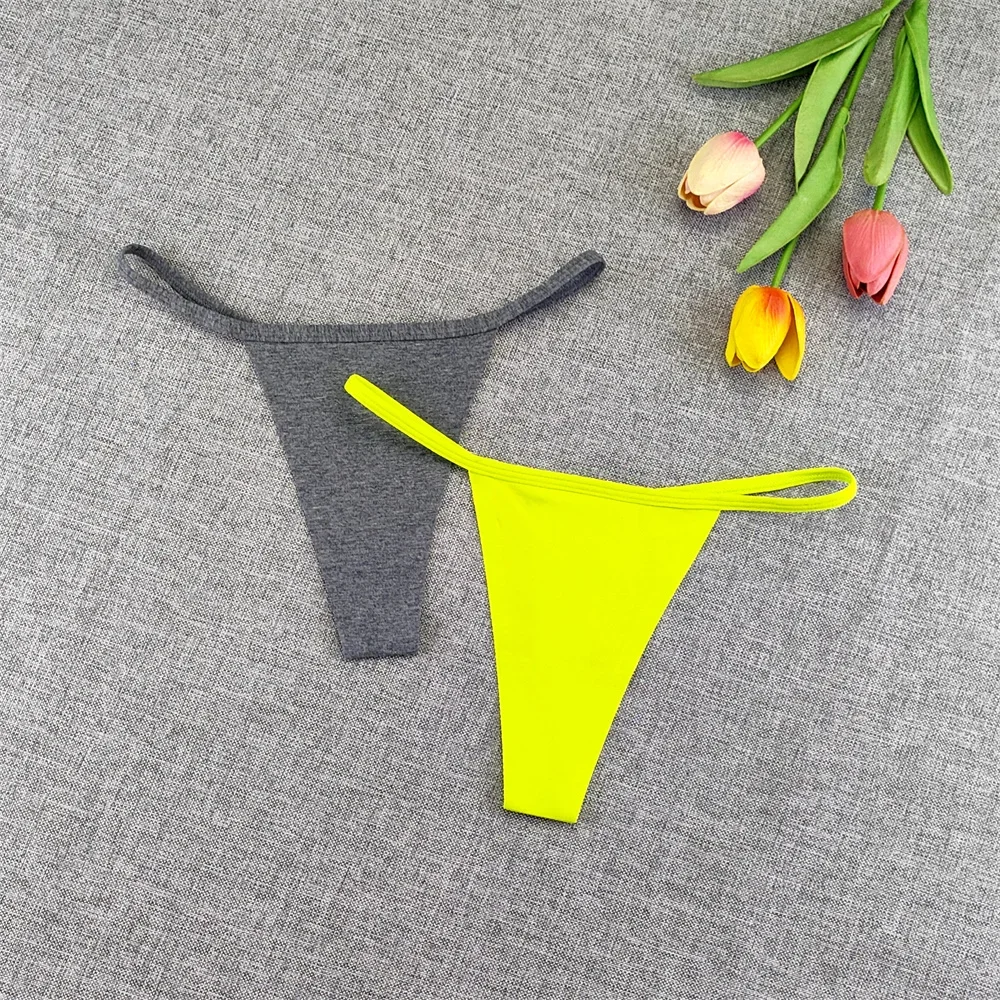 Bawełniane stringi bezszwowe 2 sztuki Khaki