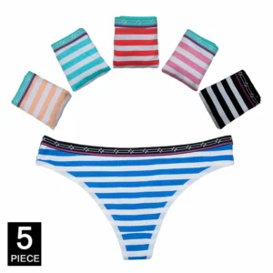 Bawełniane stringi damskie w paski 5-pak Wielo