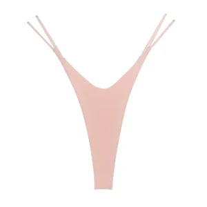 Bawełniane stringi damskie z wysokim wycięciem plus size Beżowy