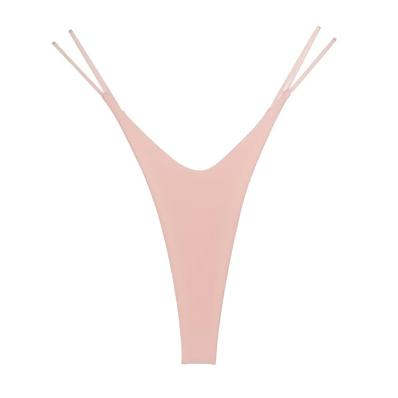 Bawełniane stringi damskie z wysokim wycięciem plus size Beżowy