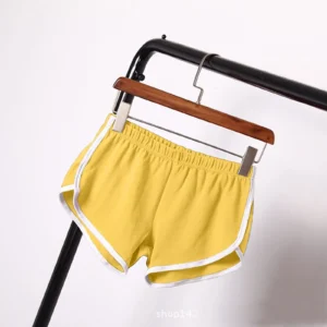 Bawełniane damskie szorty kolarki w stylu vintage Żółty