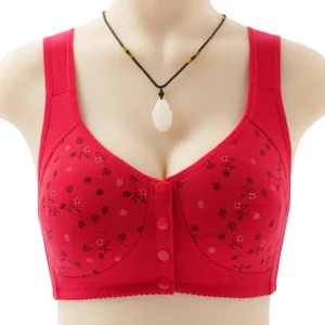 Bawełniany biustonosz sportowy bez fiszbin zapinany z przodu, plus size Niebieski