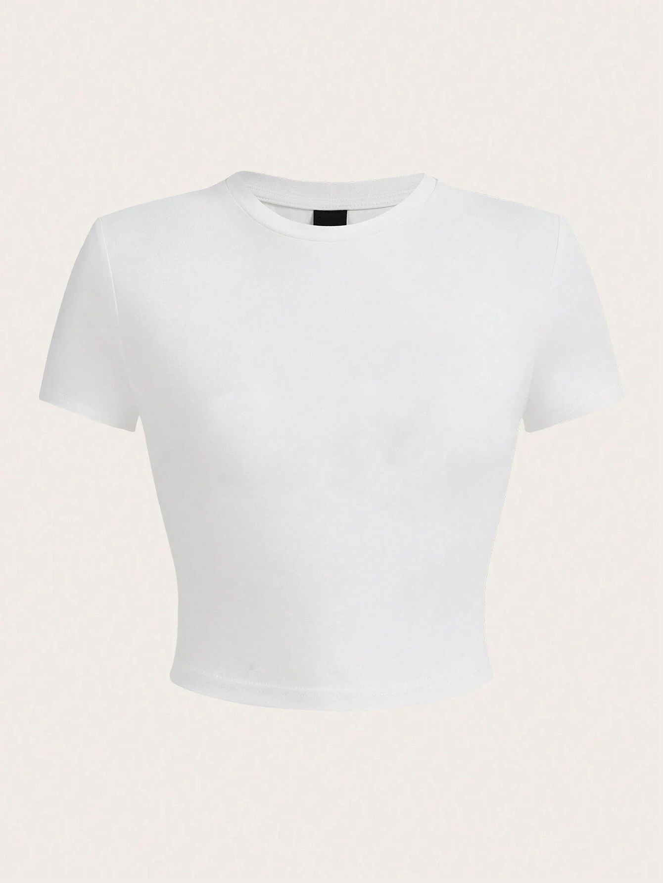 Bawełniany crop top Y2K damski elastyczny z okrągłym dekoltem Błękitny