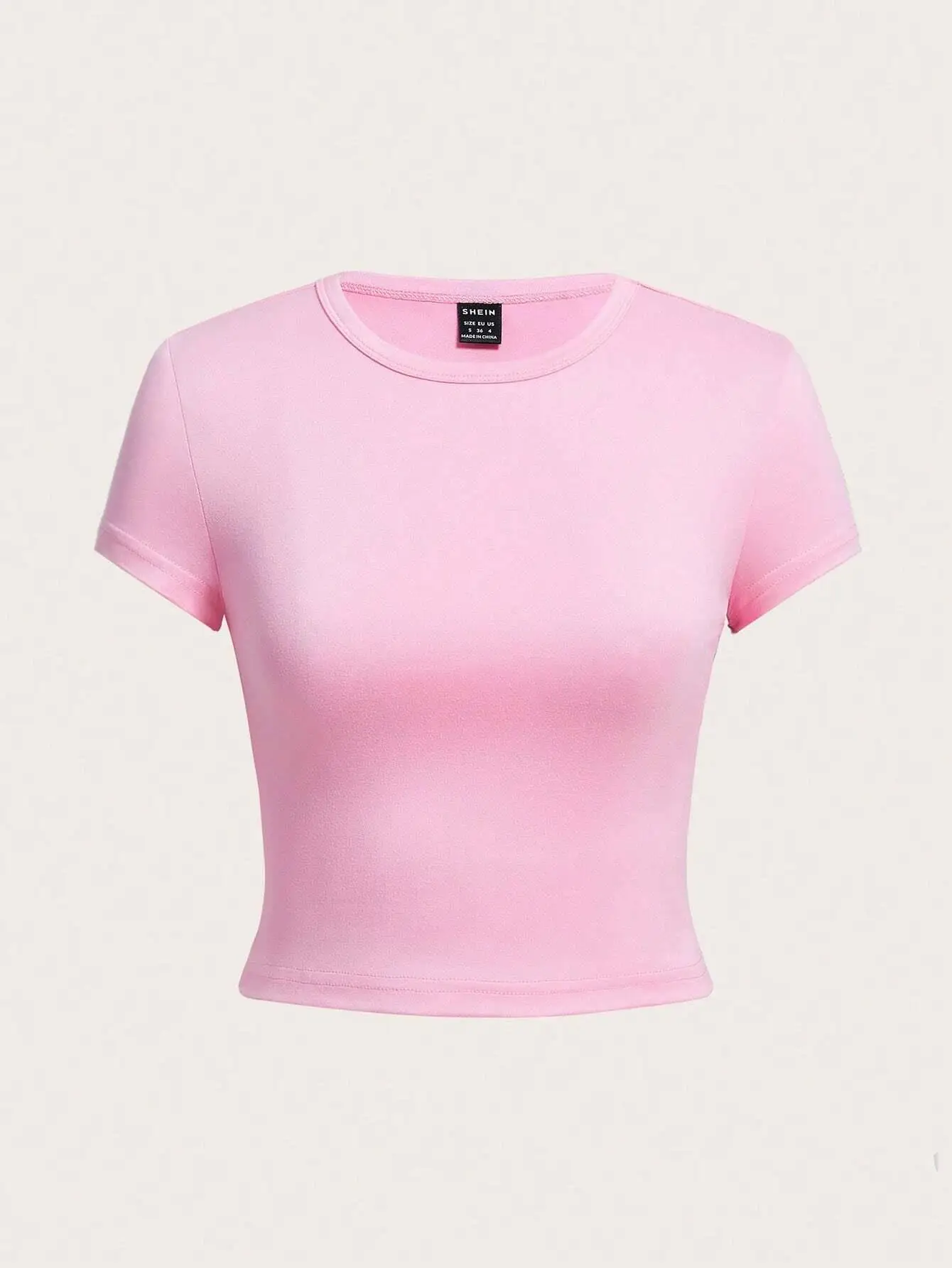 Bawełniany crop top Y2K damski elastyczny z okrągłym dekoltem Brązowy