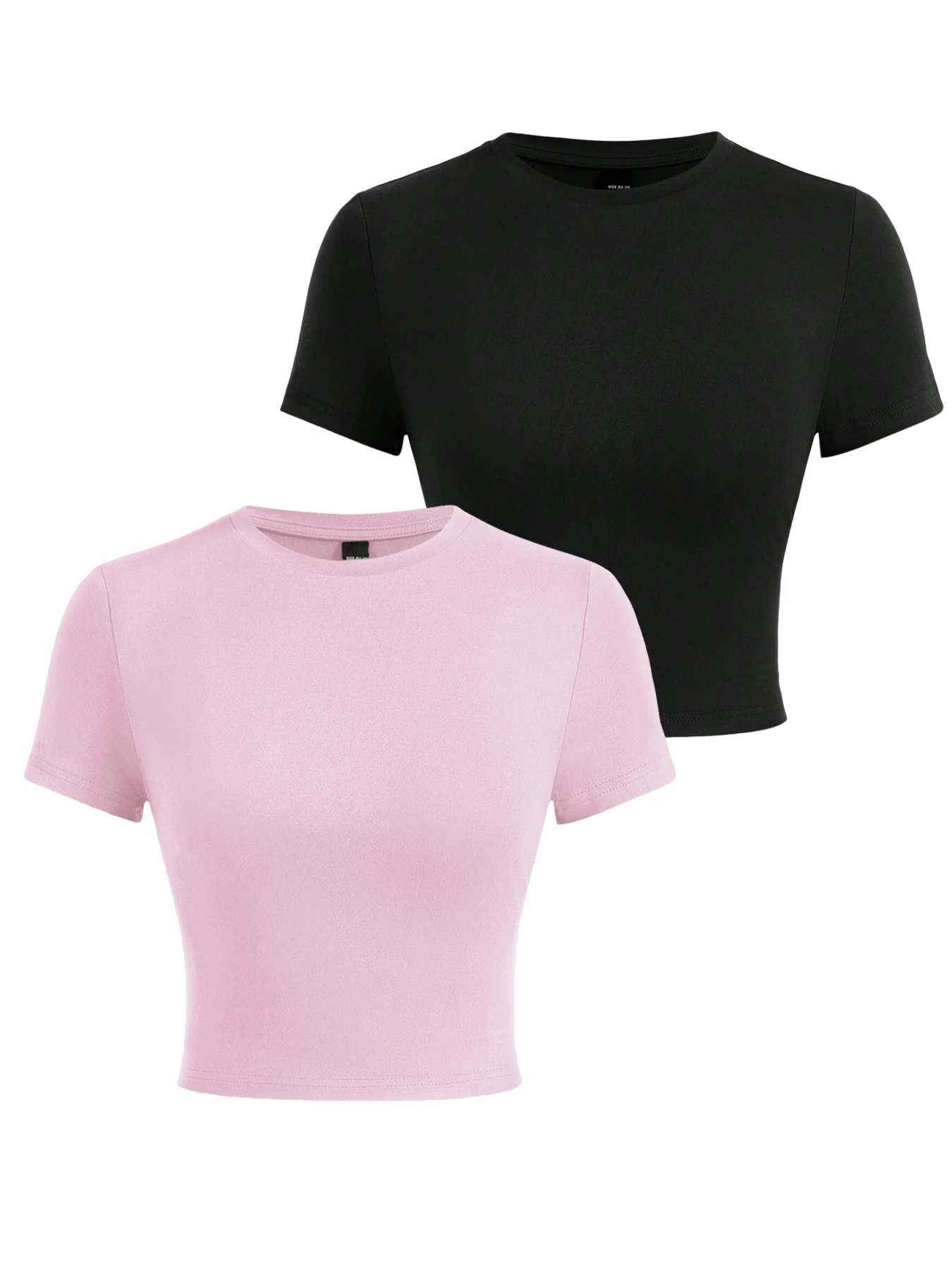 Bawełniany crop top Y2K damski elastyczny z okrągłym dekoltem Ciemny brąz