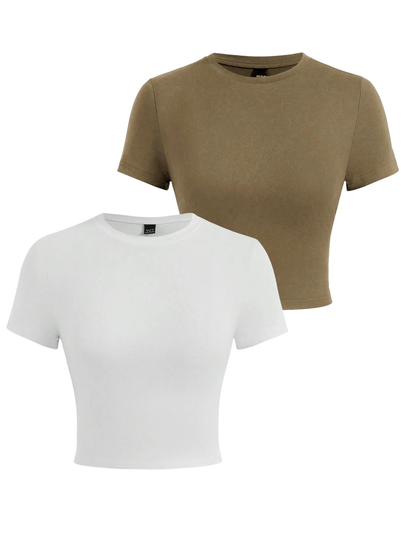 Bawełniany crop top Y2K damski elastyczny z okrągłym dekoltem Cytrynowy żółty