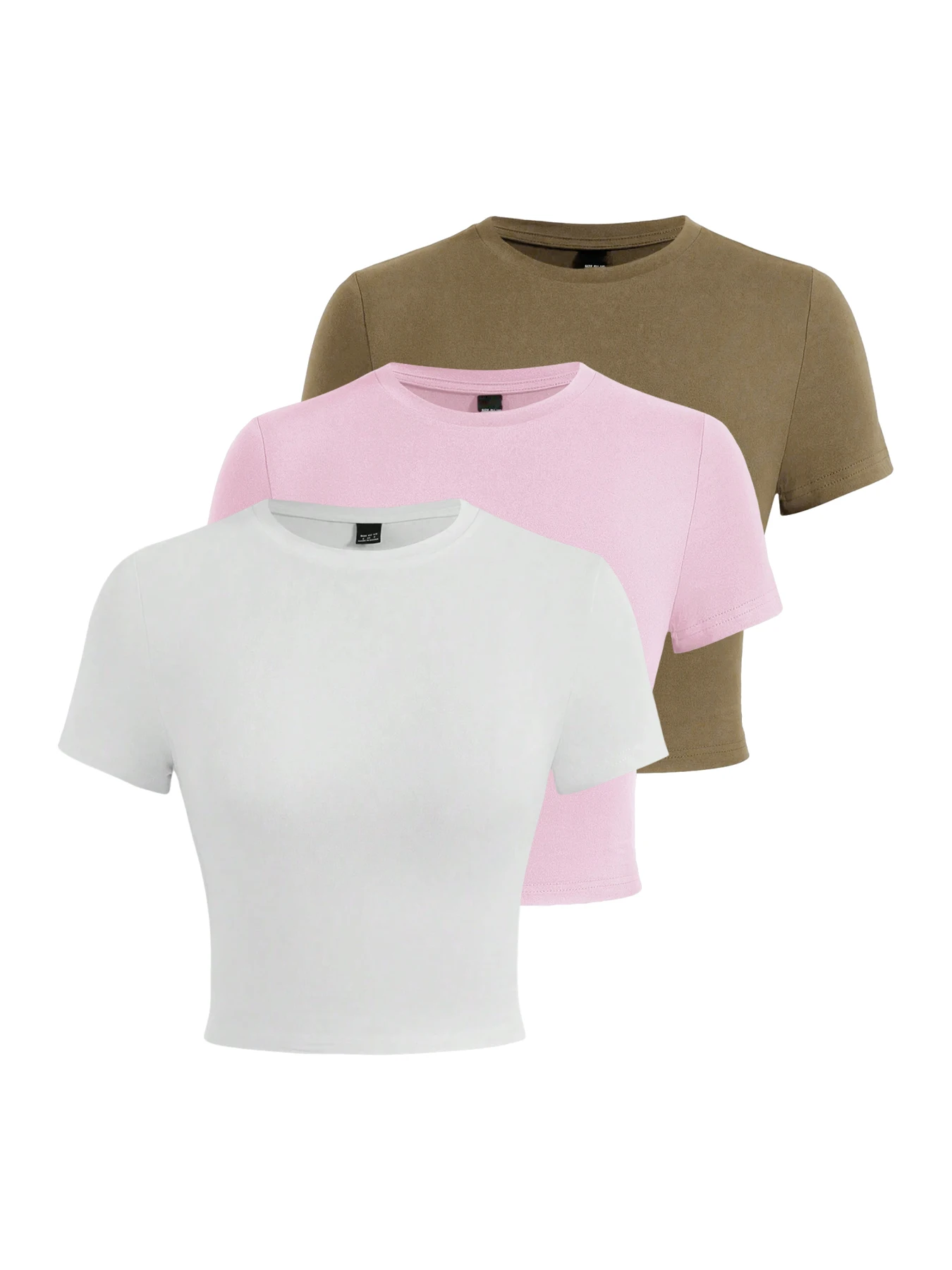 Bawełniany crop top Y2K damski elastyczny z okrągłym dekoltem Kolor czerwonego wina