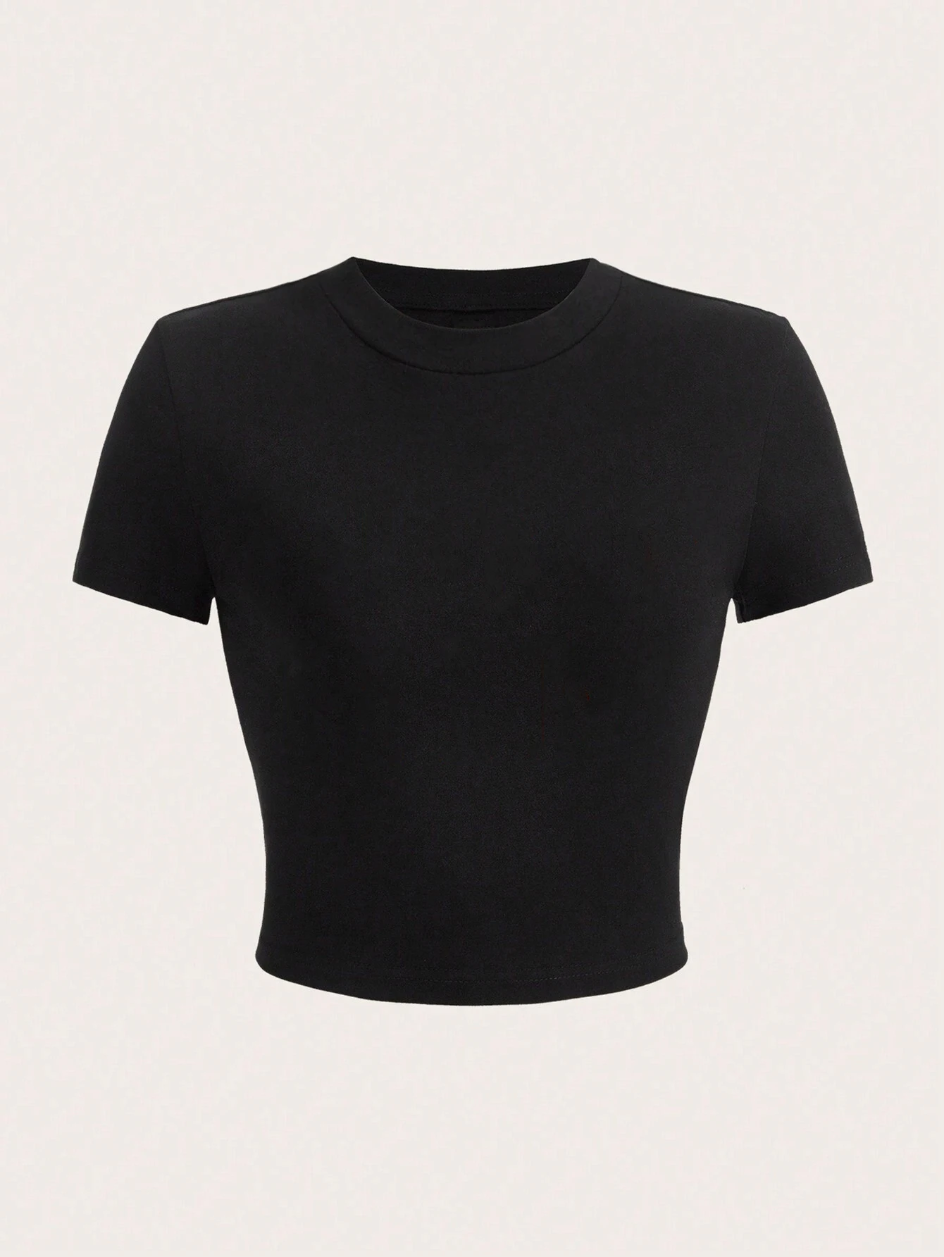 Bawełniany crop top Y2K damski elastyczny z okrągłym dekoltem Szary