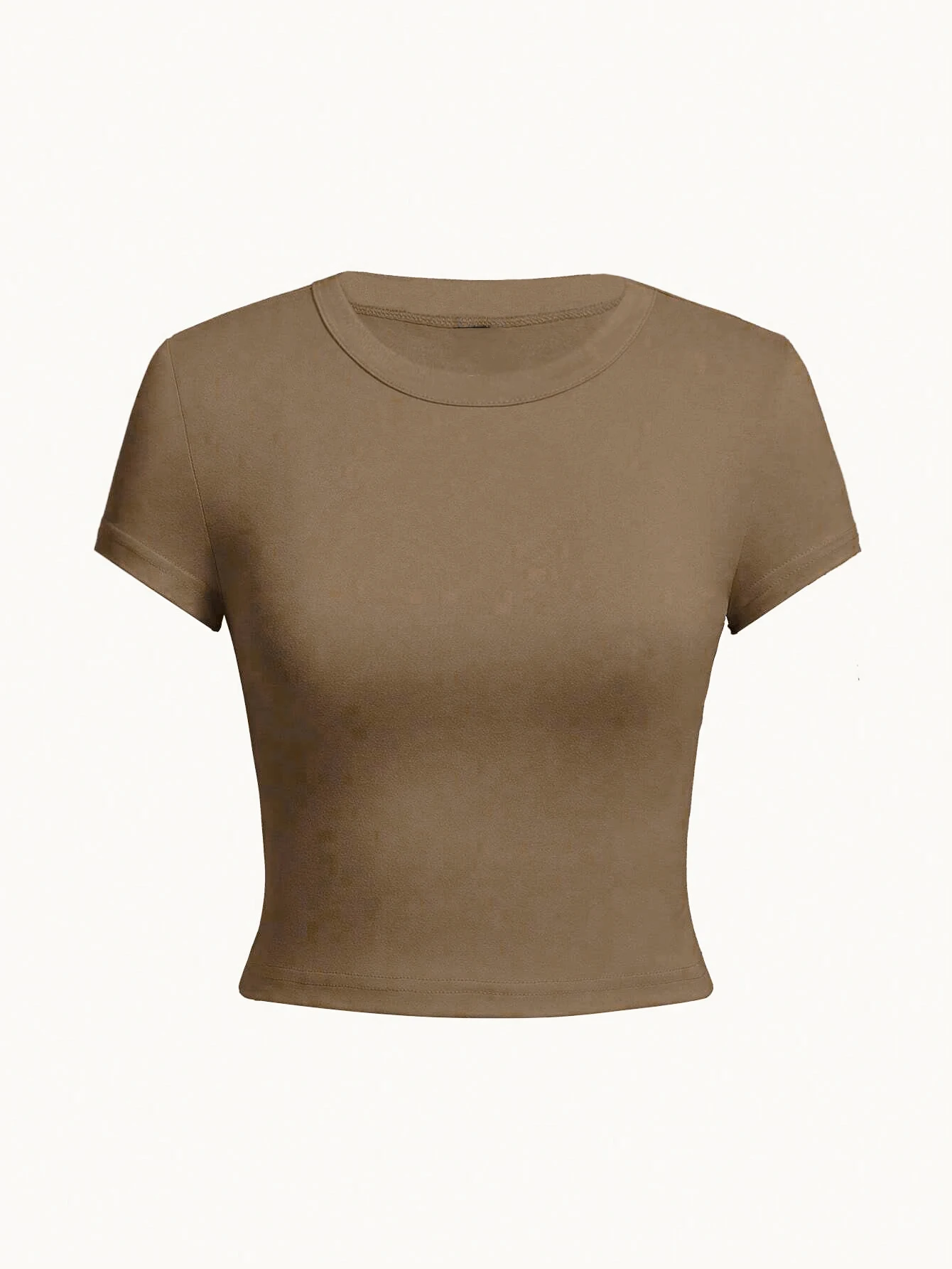 Bawełniany crop top Y2K damski elastyczny z okrągłym dekoltem Złoto