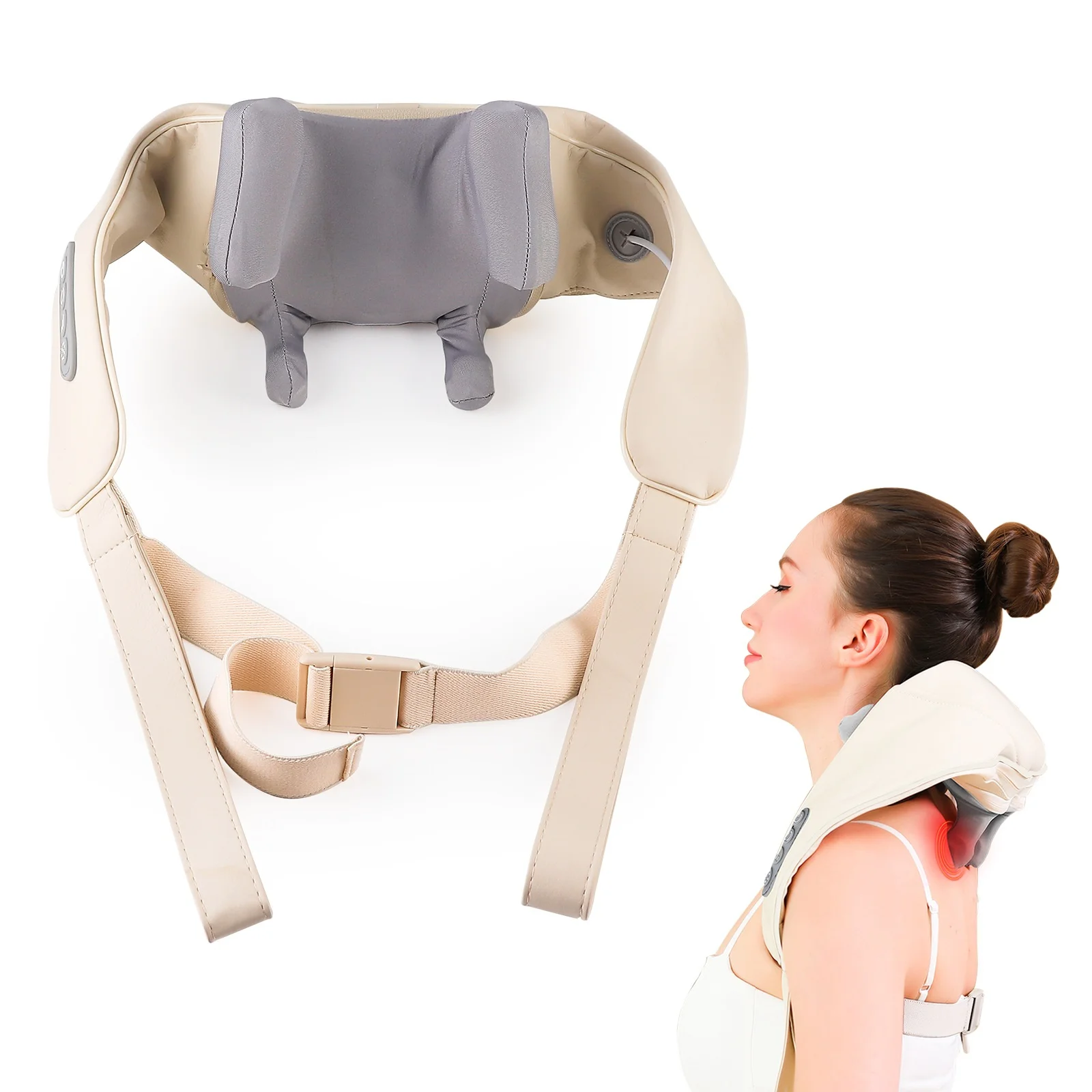Bezprzewodowy masażer Shiatsu szyi i ramion z funkcją ugniatania Wielo
