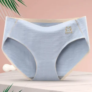 Bezszwowe bawełniane figi damskie plus size Błękitny