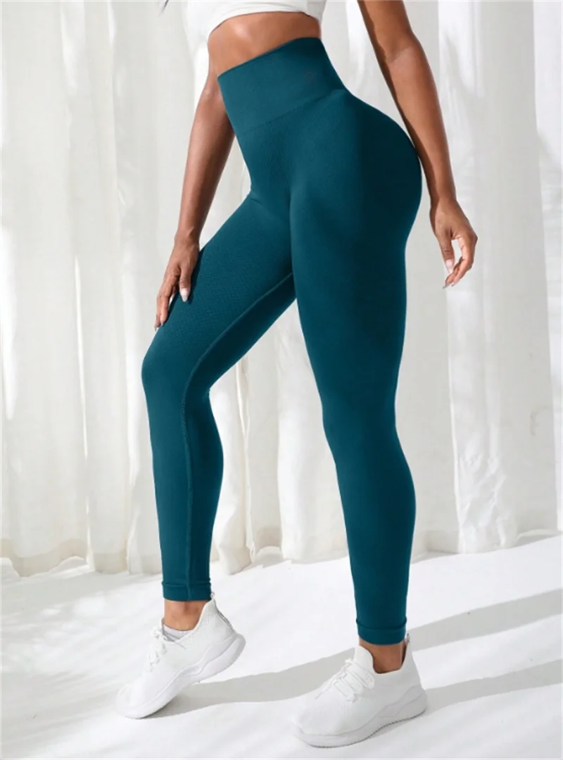 Bezszwowe legginsy fitness damskie siłownia joga wysoki stan Jezioro błękitne