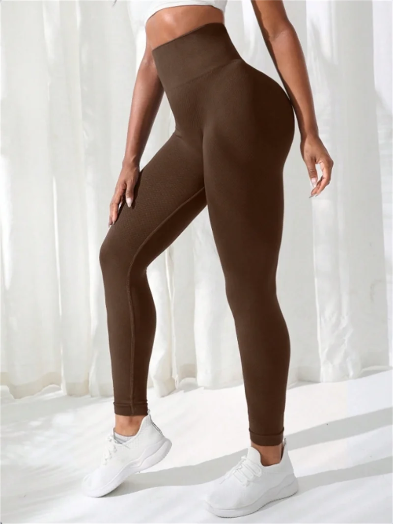 Bezszwowe legginsy fitness damskie siłownia joga wysoki stan Khaki