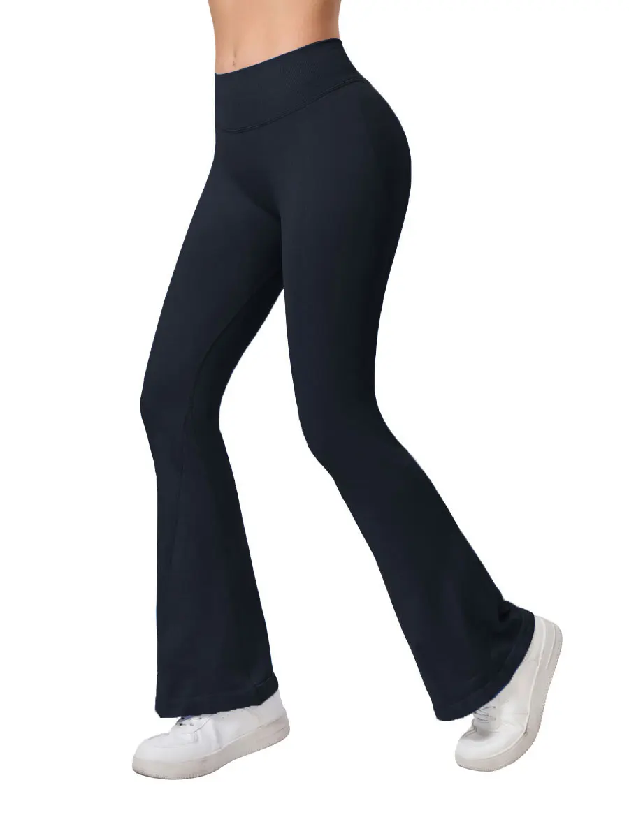 Bezszwowe legginsy flare sportowe scrunch booty Brązowy