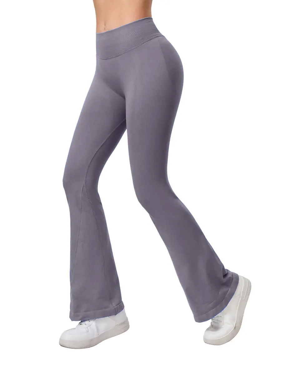 Bezszwowe legginsy flare sportowe scrunch booty Czarny