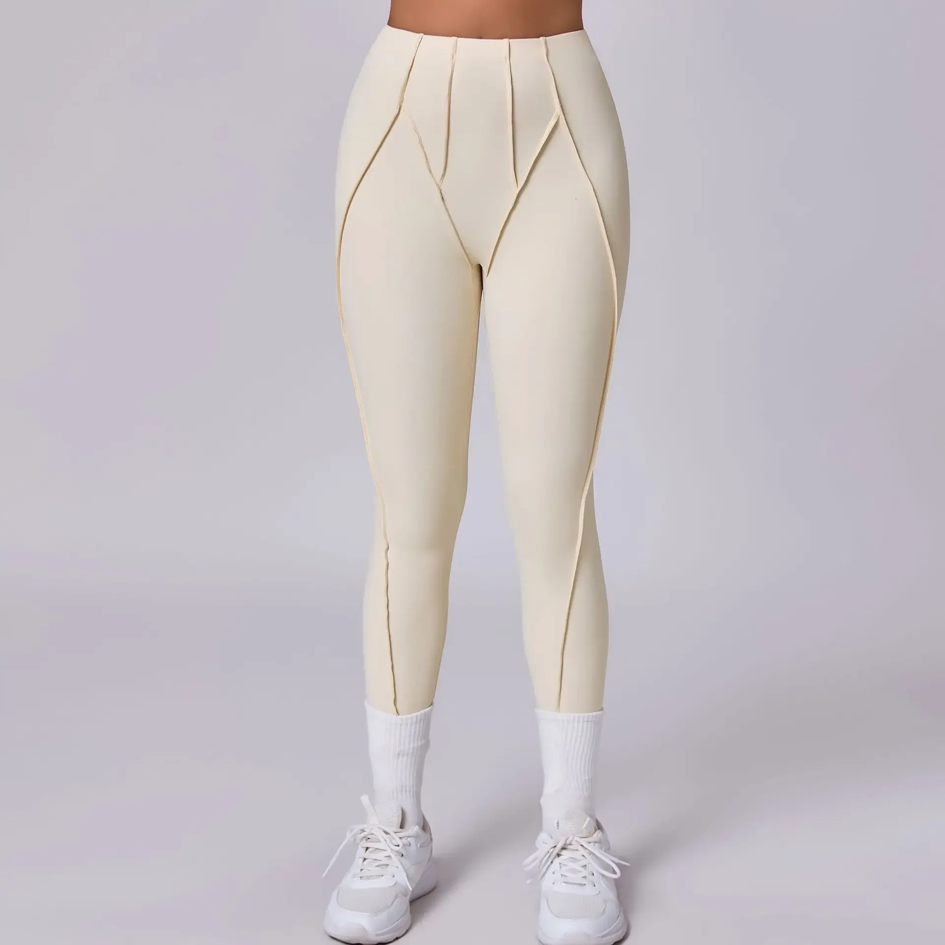 Bezszwowe legginsy joga push-up podnoszące pośladki premium Piaskowiec