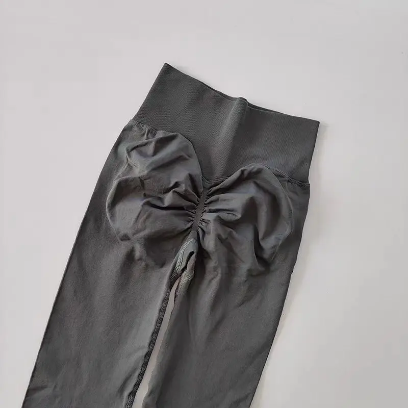 Bezszwowe legginsy do jogi push up z wysokim stanem Szary