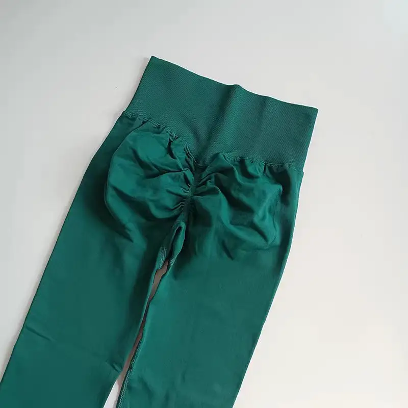 Bezszwowe legginsy do jogi push up z wysokim stanem Ciemnozielony