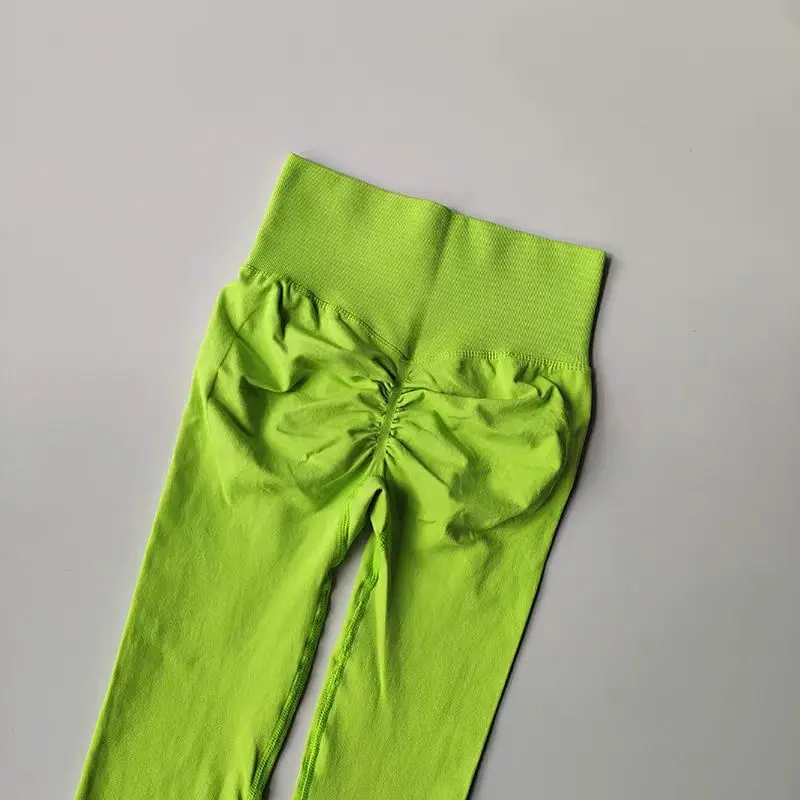 Bezszwowe legginsy do jogi push up z wysokim stanem Zielony