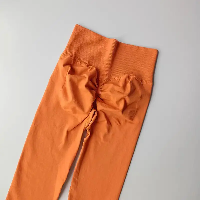 Bezszwowe legginsy do jogi push up z wysokim stanem Pomarańczowy