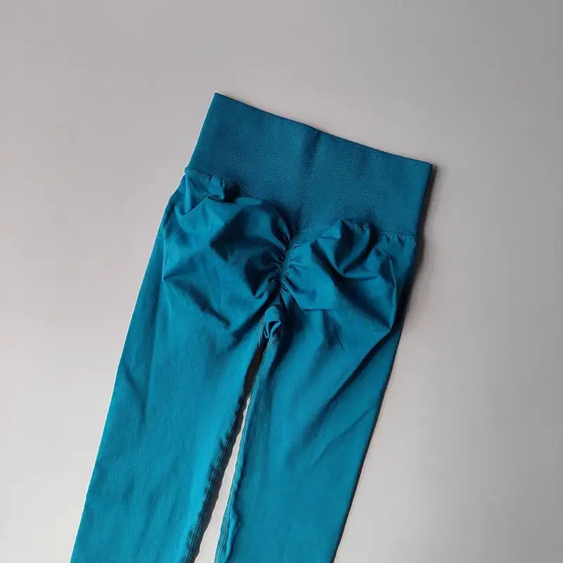Bezszwowe legginsy do jogi push up z wysokim stanem Niebieski