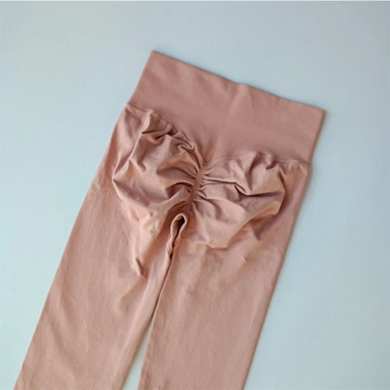Bezszwowe legginsy do jogi push up z wysokim stanem Różowy