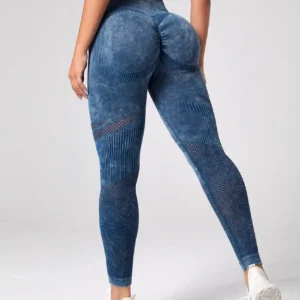 Bezszwowe legginsy push up scrunch z wysokim stanem Ciemny niebieski