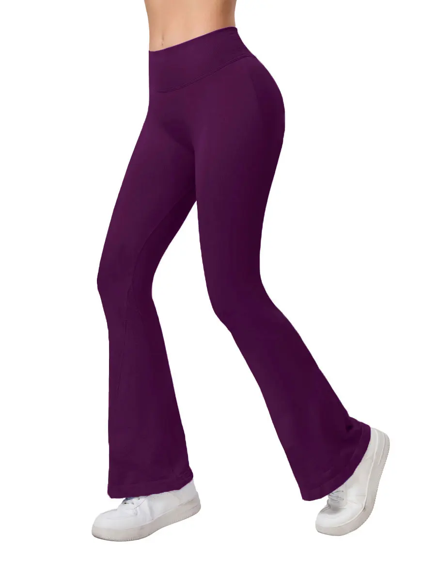 Bezszwowe legginsy z rozszerzanymi nogawkami scrunch booty do ćwiczeń Zielony