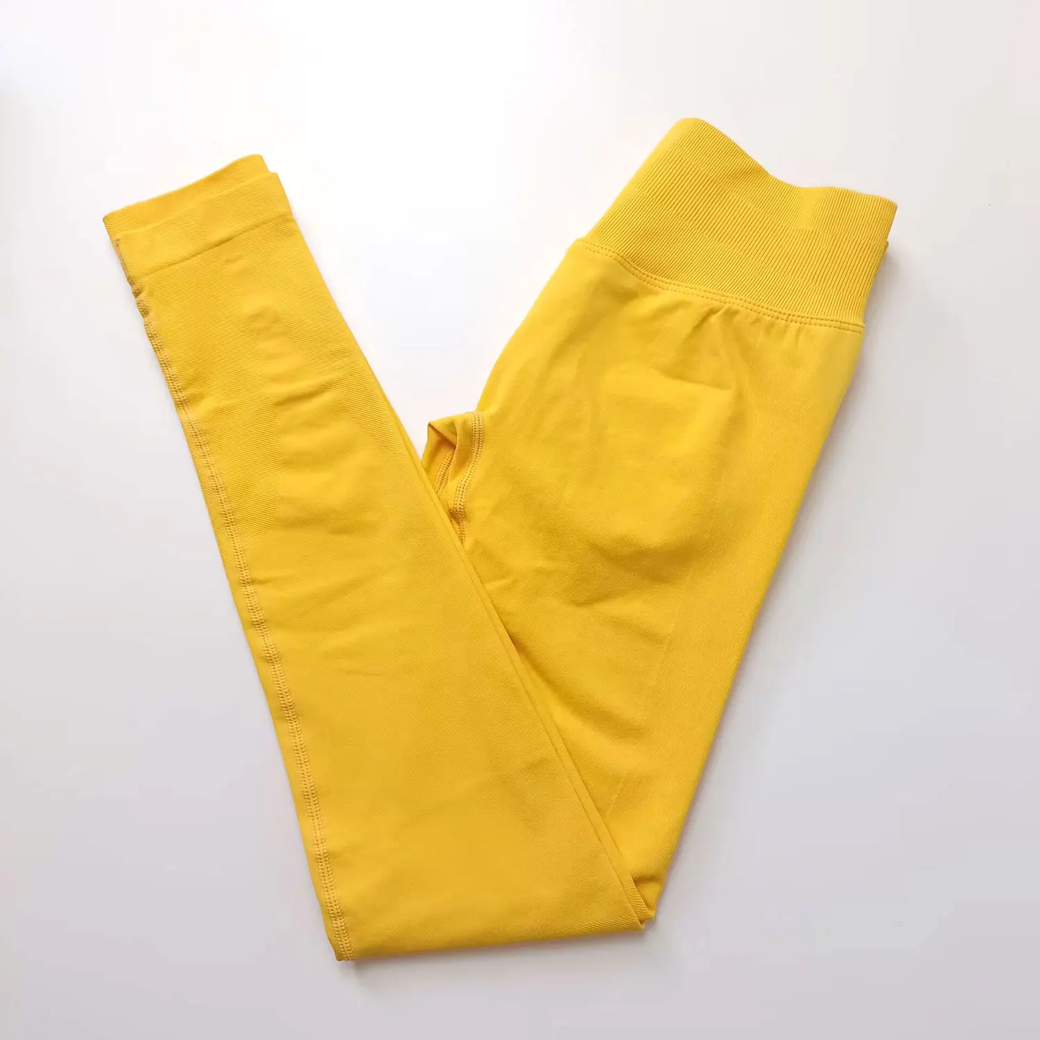 Bezszwowe legginsy sportowe Scrunch Bum damskie z prążkowaną gumką Ciemny niebieski