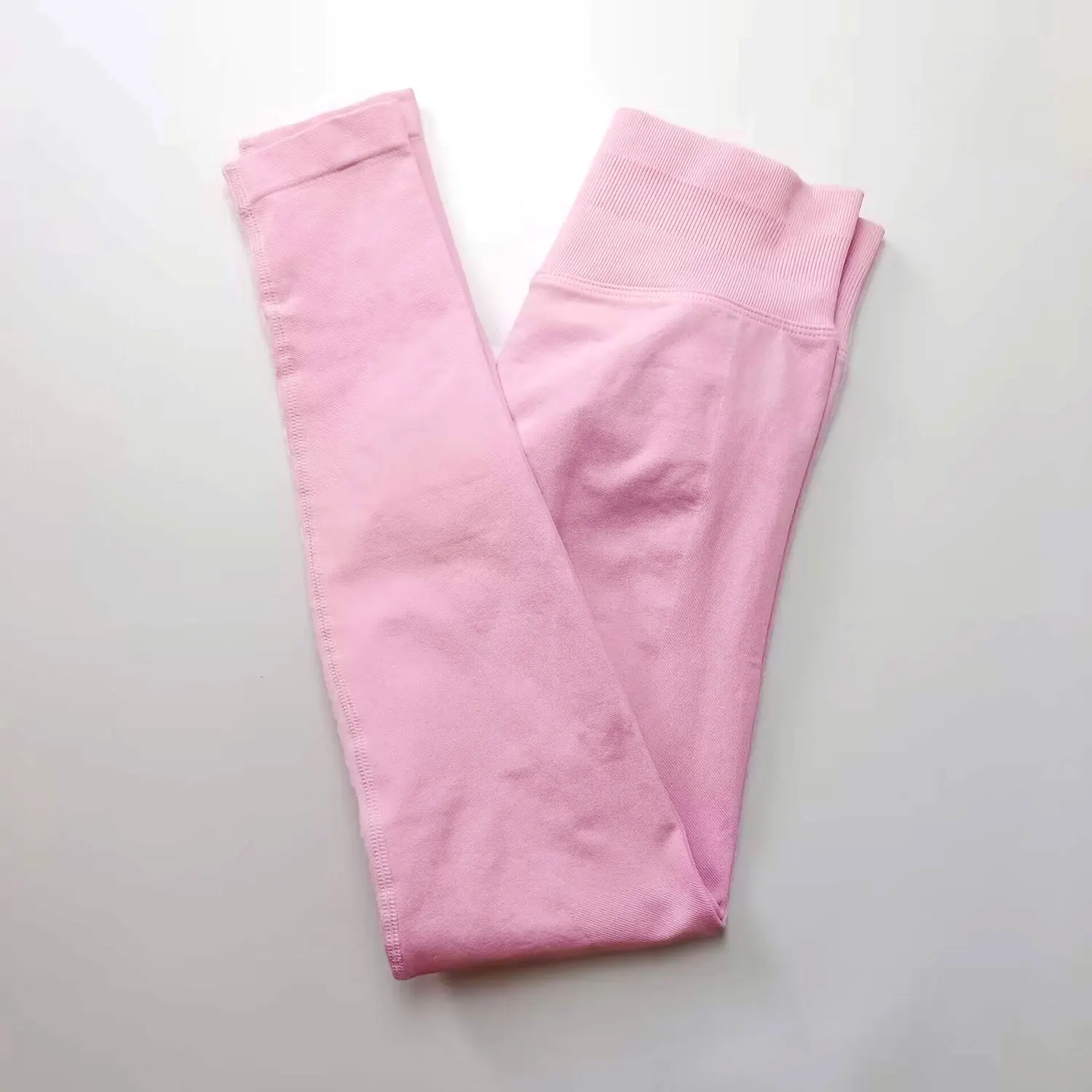 Bezszwowe legginsy sportowe Scrunch Bum damskie z prążkowaną gumką Różowy