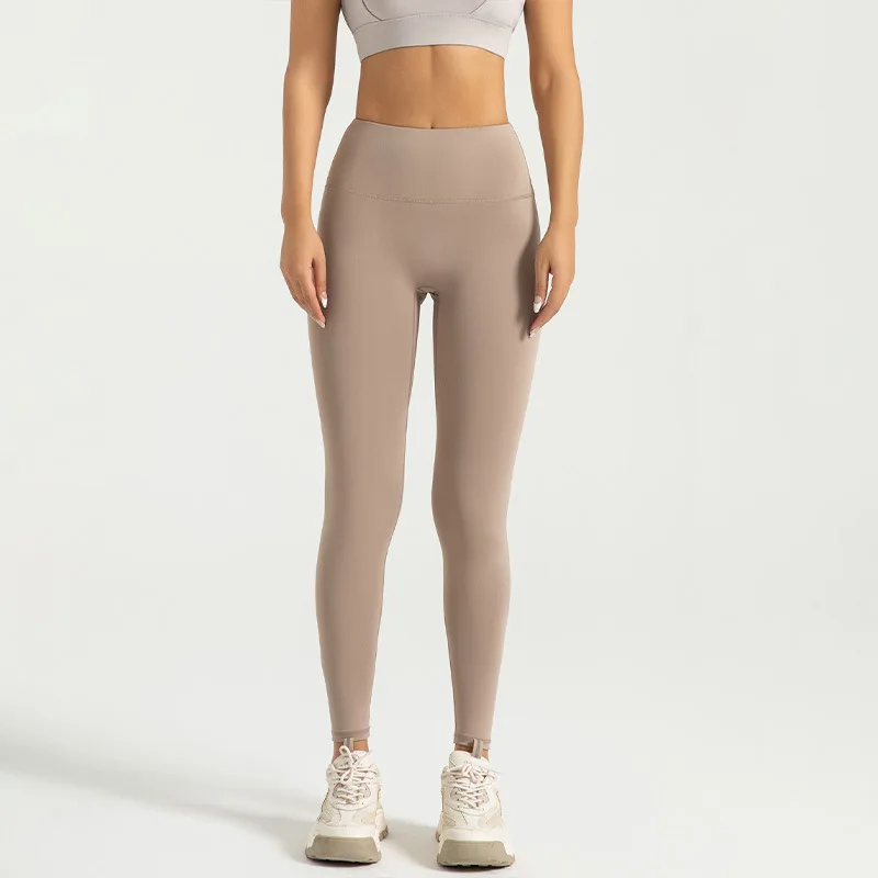 Bezszwowe legginsy sportowe damskie do jogi z kompresją brzucha Khaki