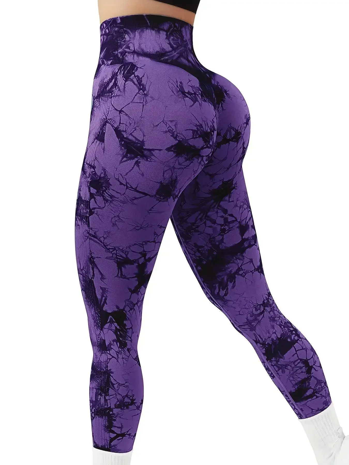 Bezszwowe legginsy tie-dye damskie do jogi z wysokim stanem Armijna zieleń