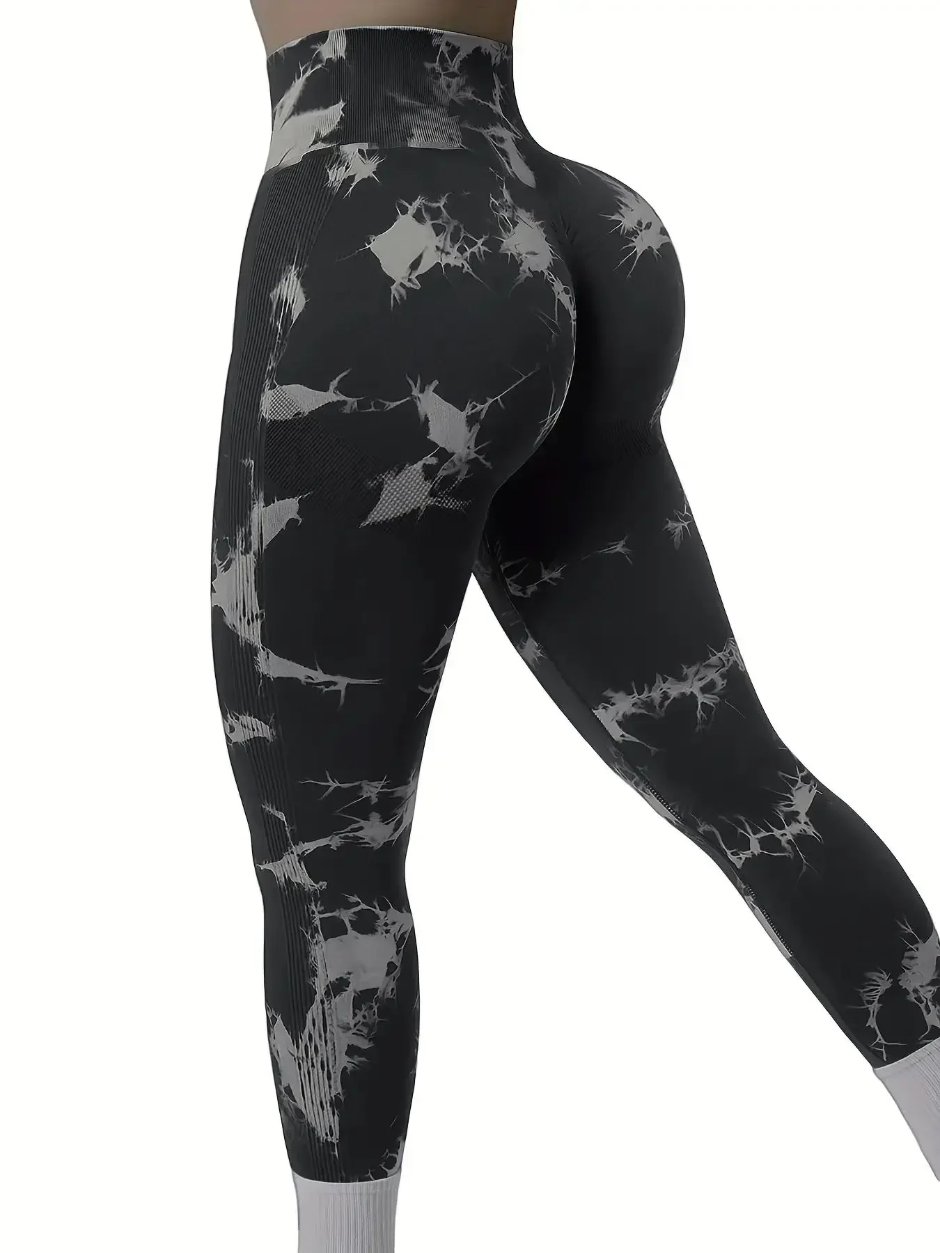 Bezszwowe legginsy tie-dye damskie do jogi z wysokim stanem Brązowy