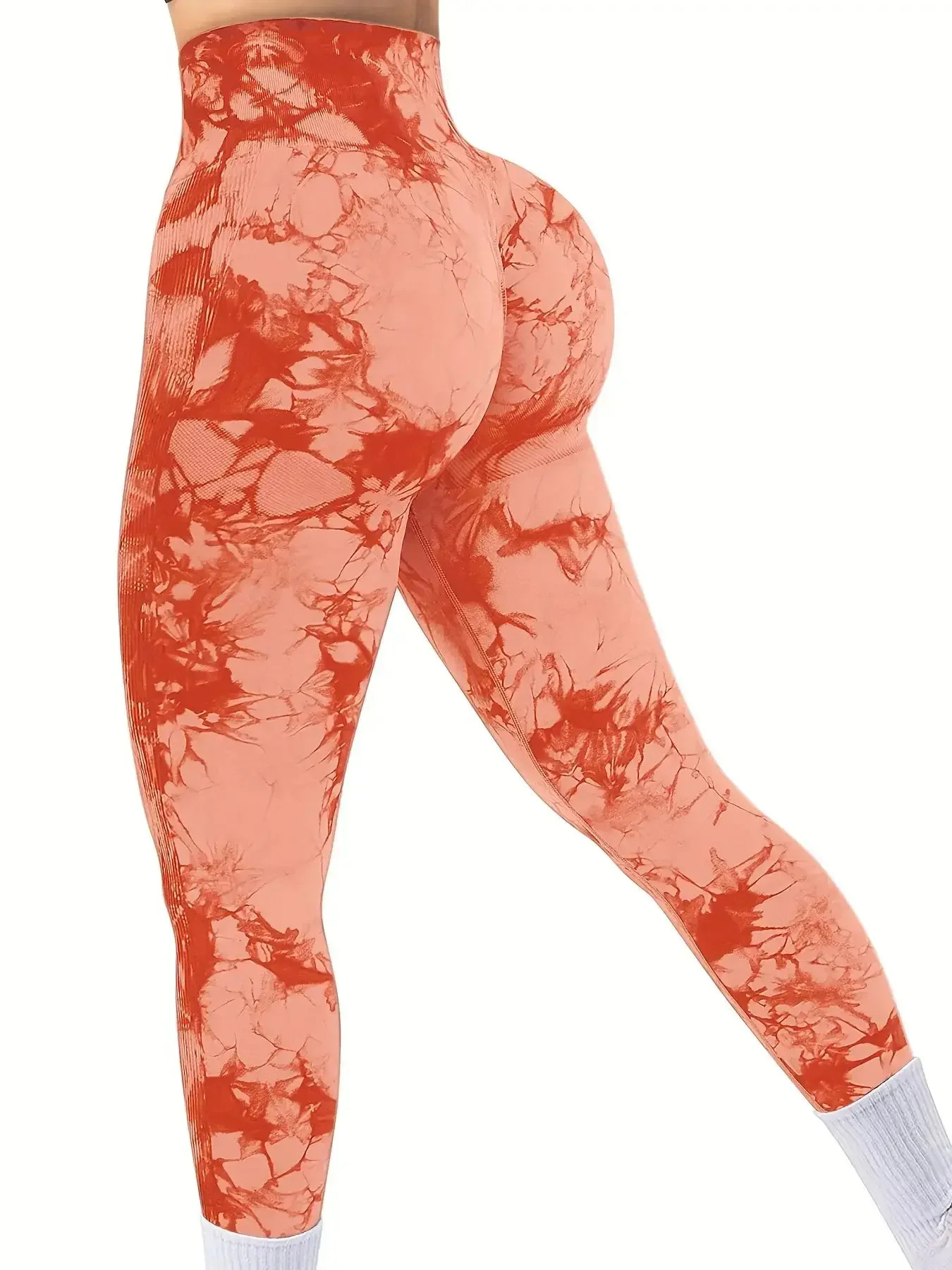 Bezszwowe legginsy tie-dye damskie do jogi z wysokim stanem Ciemnoszary